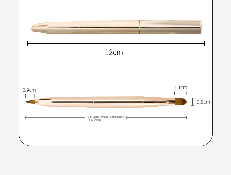 Chense Double-Ended Retractable Lip Brush (Gold) Portable Lip Liner and Concealer Brush with Cap 17