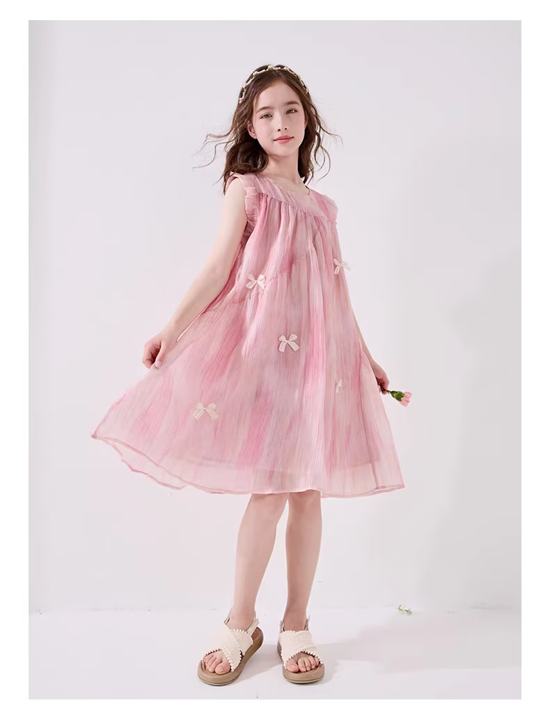 Disney Girls Summer Dress New Children's Tencel Chiffon Princess Dress EQ018 Yingluo Pink Size 130 6