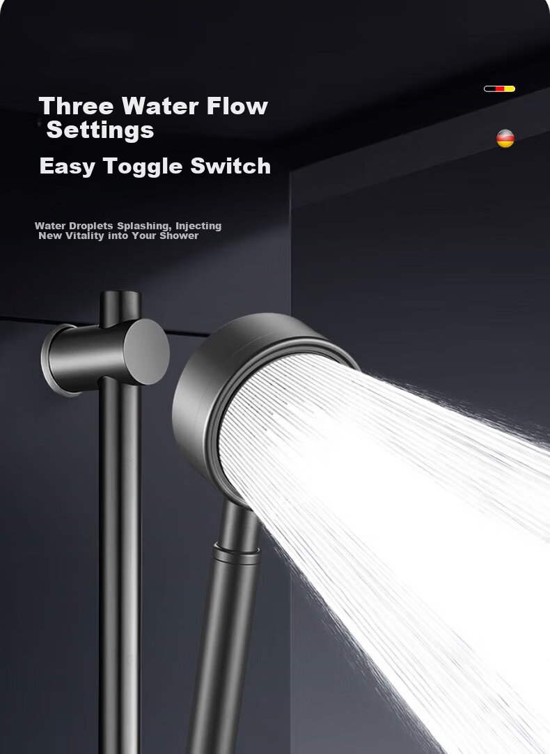 HOMK German Pressurized Shower Head 304 Stainless Steel High-Pressure Shower Sprayer 10