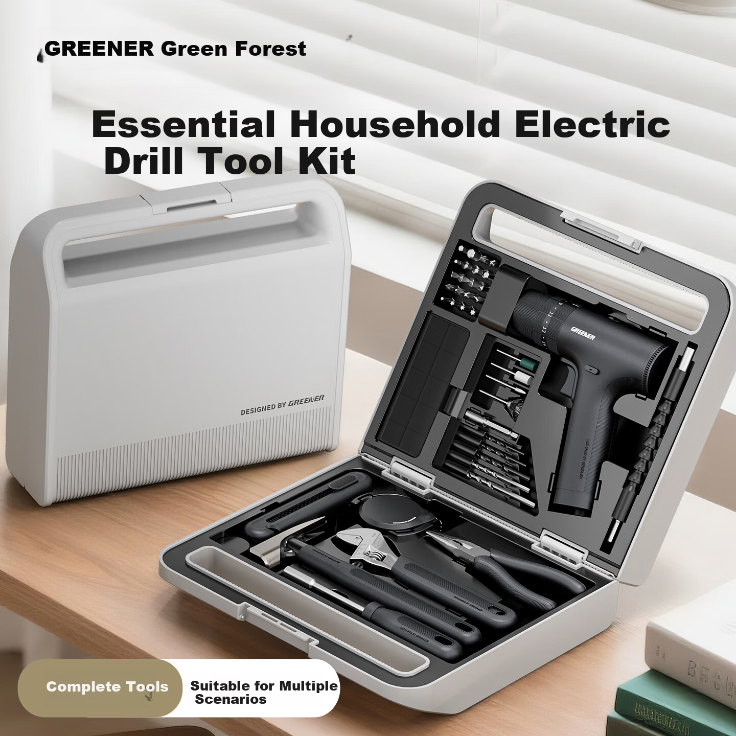 GREENER Nenggong BOX Electric Drill Household Toolbox Set Repair Kit Electric Screwdriver Hardware Toolbox