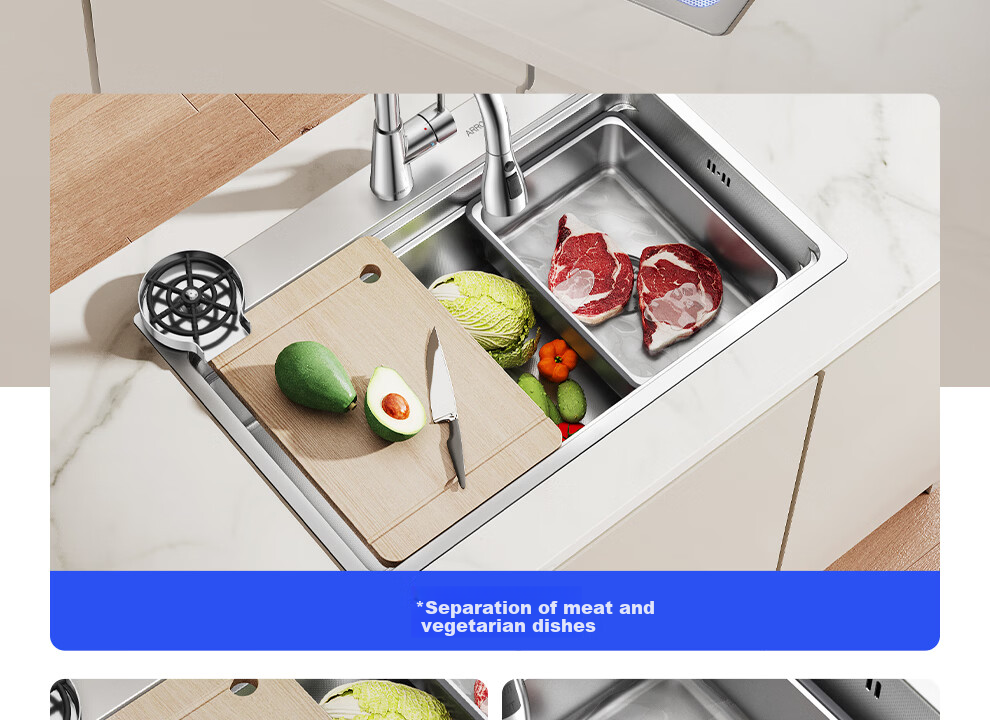 ARROW 3mm Thick 0-Coating Embossed Water Groove Large Single Bowl 304 Stainless Steel Vegetable Washing Sink Handmade Strainer Top-Mount and Under-Mount Basin 26