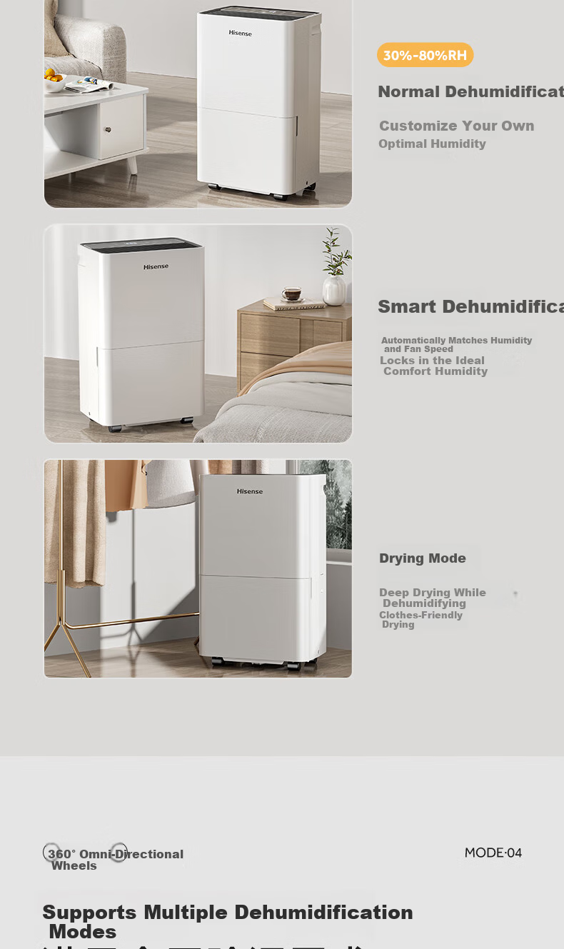 Hisense Dehumidifier 24L/Day 130㎡ Home Quiet Clothes Drying Dehumidifier WIFI Remote Control Large Area Bedroom CF24BD/UW 5