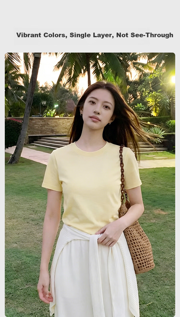JD Jingzao Women's Short Sleeve Crew Neck T-Shirt 26 Spring New Trend Xinjiang Cotton Base Shirt Black S 4