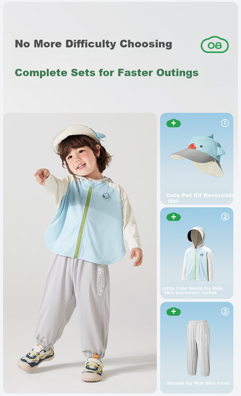 Kocotree KK Tree Kids Sun Protection Jacket UV Protection Cooling Ice Silk Cartoon 3D Design 29