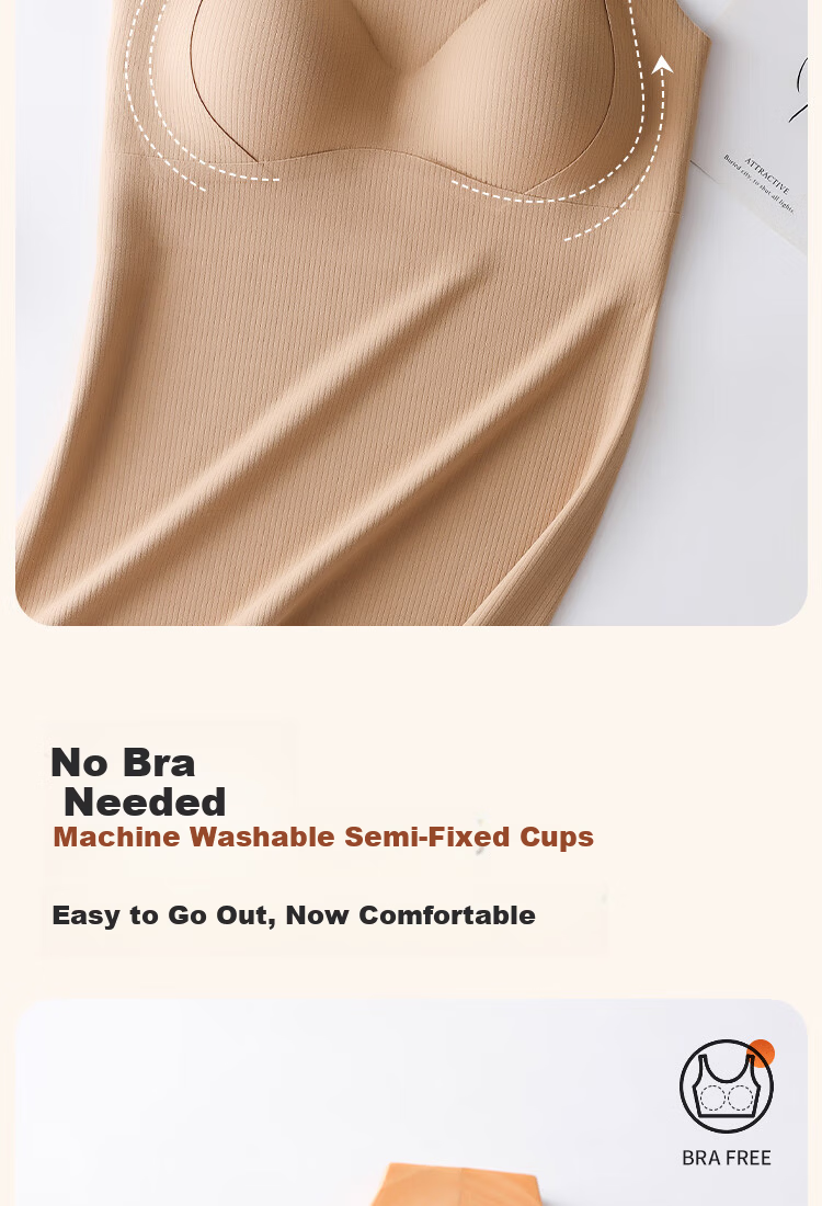 Urban Beauty Women's Thermal Underwear Silk Double-Sided Fleece Spring Thermal Vest with Chest Pad Basic Base Layer Shirt 7