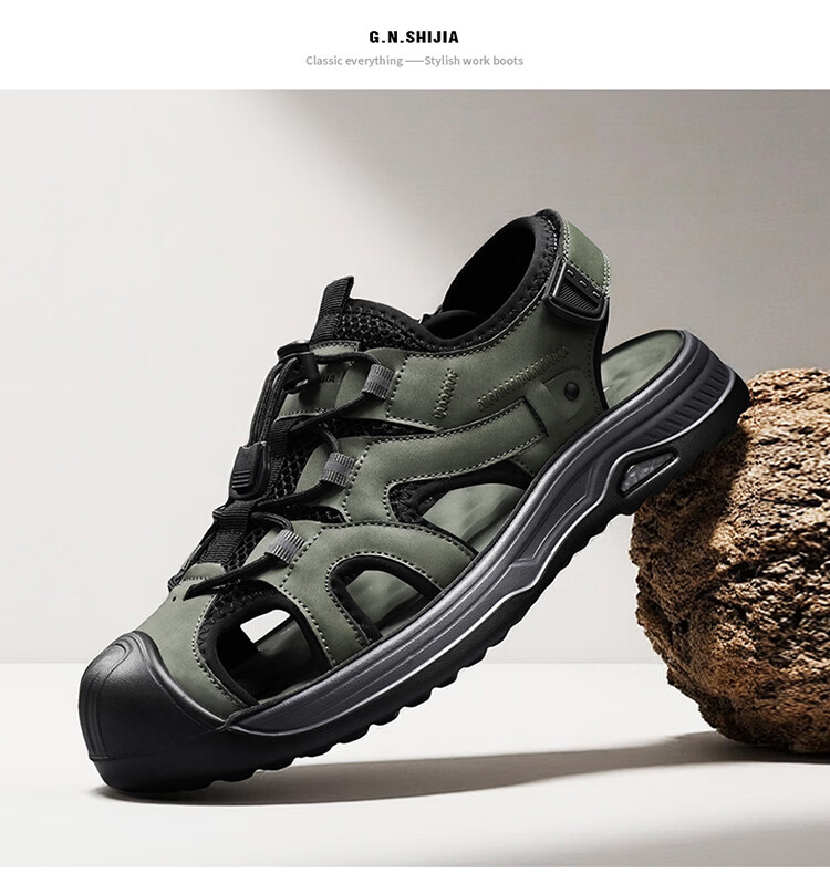 Bull Family Baotou Men's Summer Outdoor Breathable Mesh Soft Sole Versatile Creek Shoes Men's Beach Sandals 20