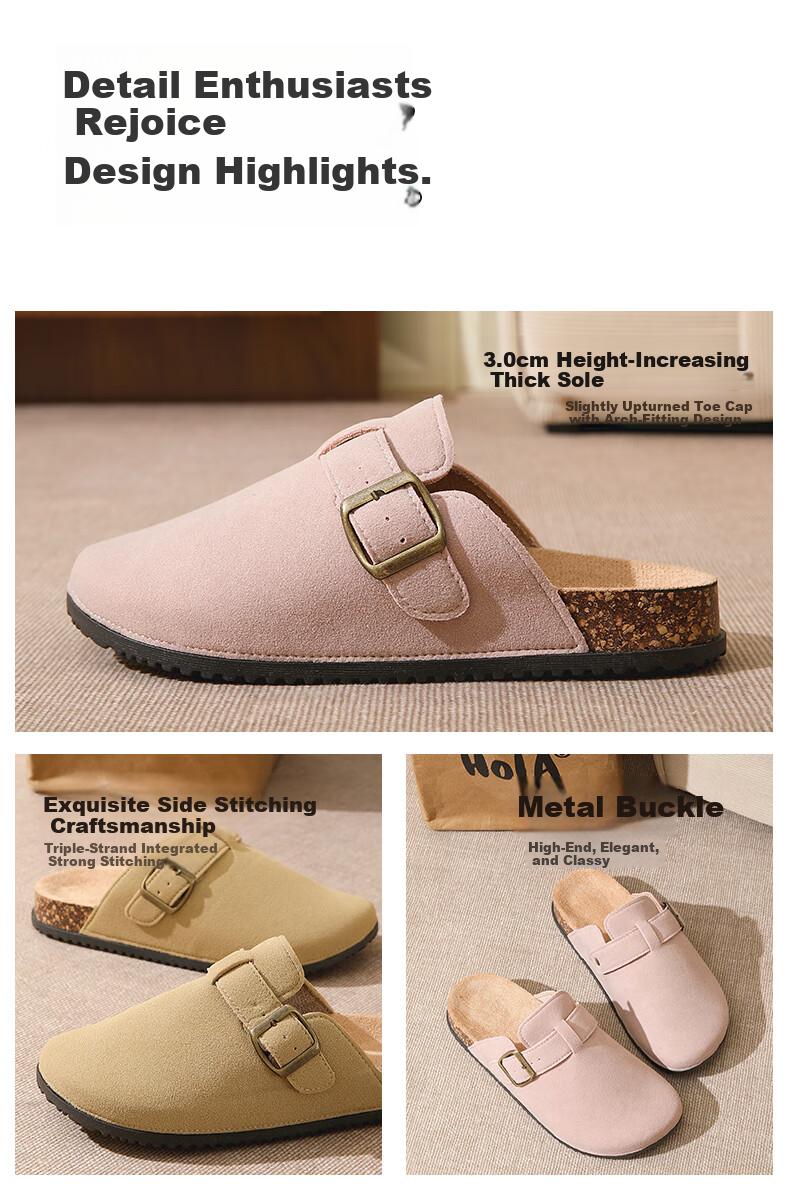 YUZHAOLIN Spring Summer Autumn Women's Birkenstock Style Faux Leather Slip-On Mules YF002 8