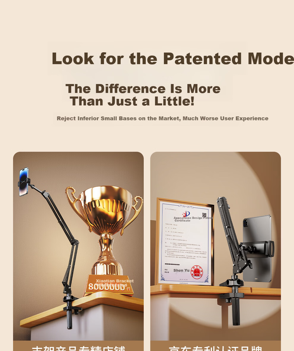 Xiaotian Tablet Stand Bedside Lazy Phone Holder Desktop Cantilever iPad Stand Dorm Bed Lying Drama Watching Tool Live Streaming Multi-Functional Stand Switch Universal Clip 1