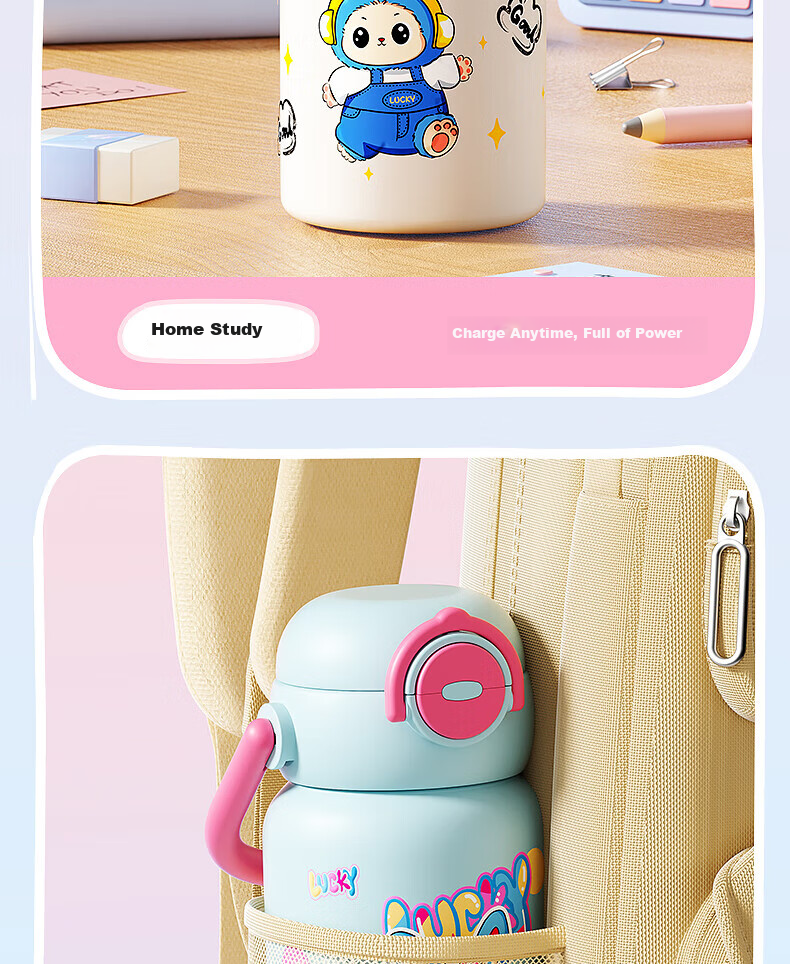 Licheers Kids Insulated Water Bottle for Ages 3-6-12, Student Thermos Cup, Kindergarten Insulated Water Flask, Baby Drinking Thermos Bottle 22
