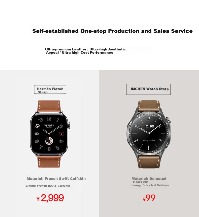 IM-CHEN Napa Calf Leather Watch Strap for Huawei GT6/Watch5/GT5/4/3/2/Pro/Oppo Watch4 Pro 22MM Brown 3