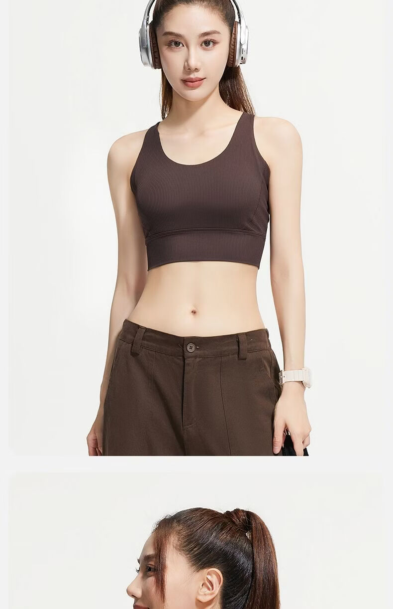 MINISO Women's Breathable Summer Striped Shockproof Sports Bra Cross Strap Yoga Fitness Outdoor 10