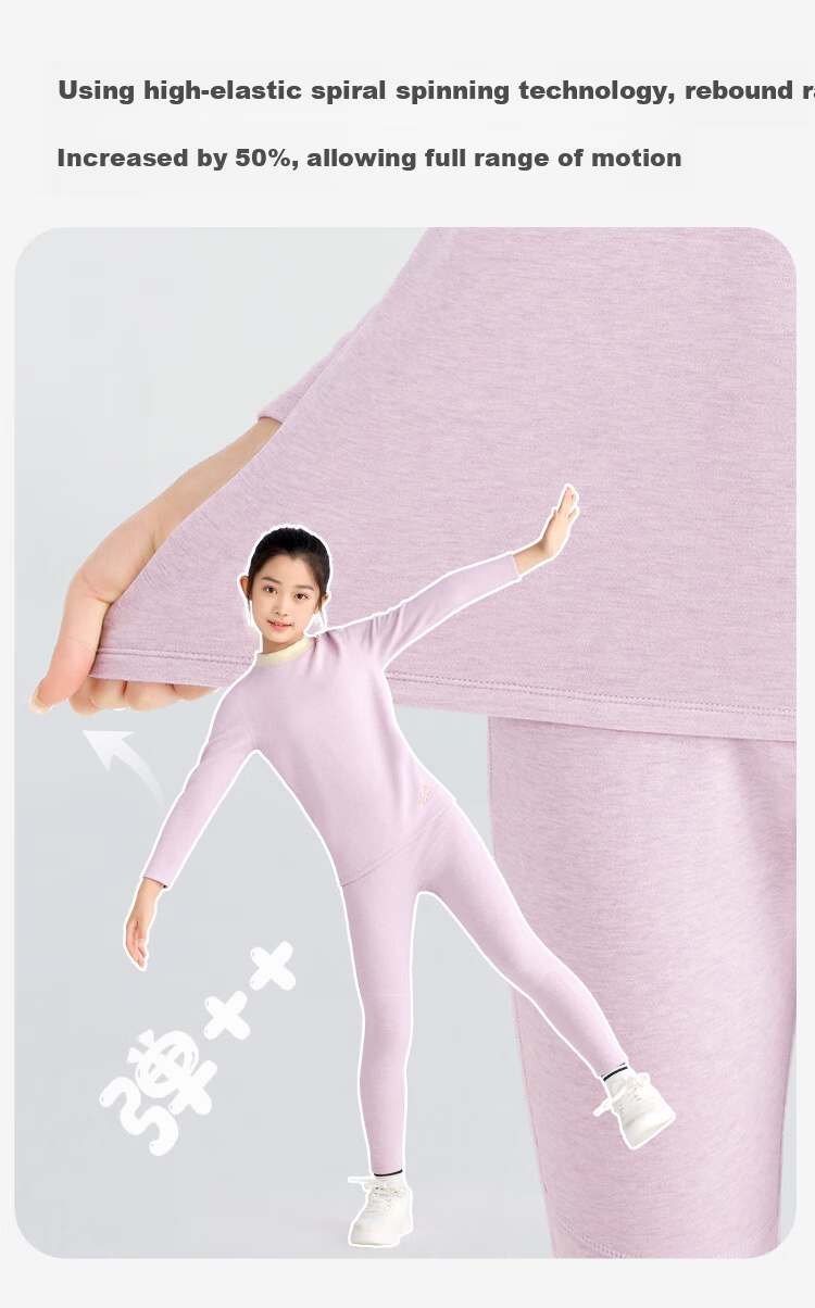 Jiusuibian Cotton Wool Children's Thermal Underwear Girls Autumn Winter Fleece Thickened High Waist Turtleneck Cotton Wool Shirt and Pants Set 8