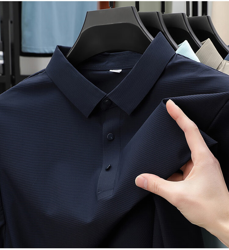 Hodo Men's Short Sleeve Polo Shirt Summer Breathable Business Collar T-Shirt Ice Silk Quick-Dry Top Black 2XL 16