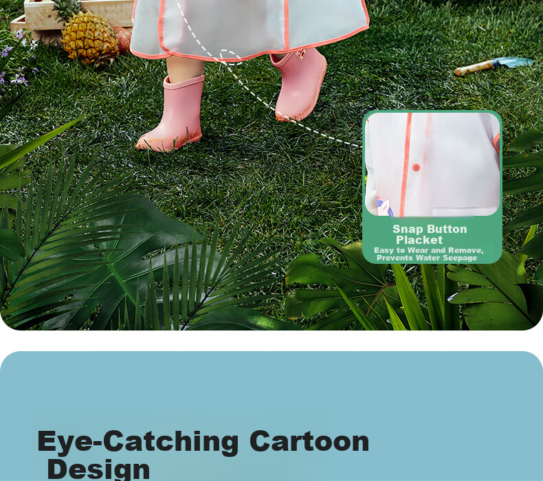 Betis Kids Raincoat Boys Girls Waterproof Rainwear Kindergarten Primary School Student Rain Poncho 18