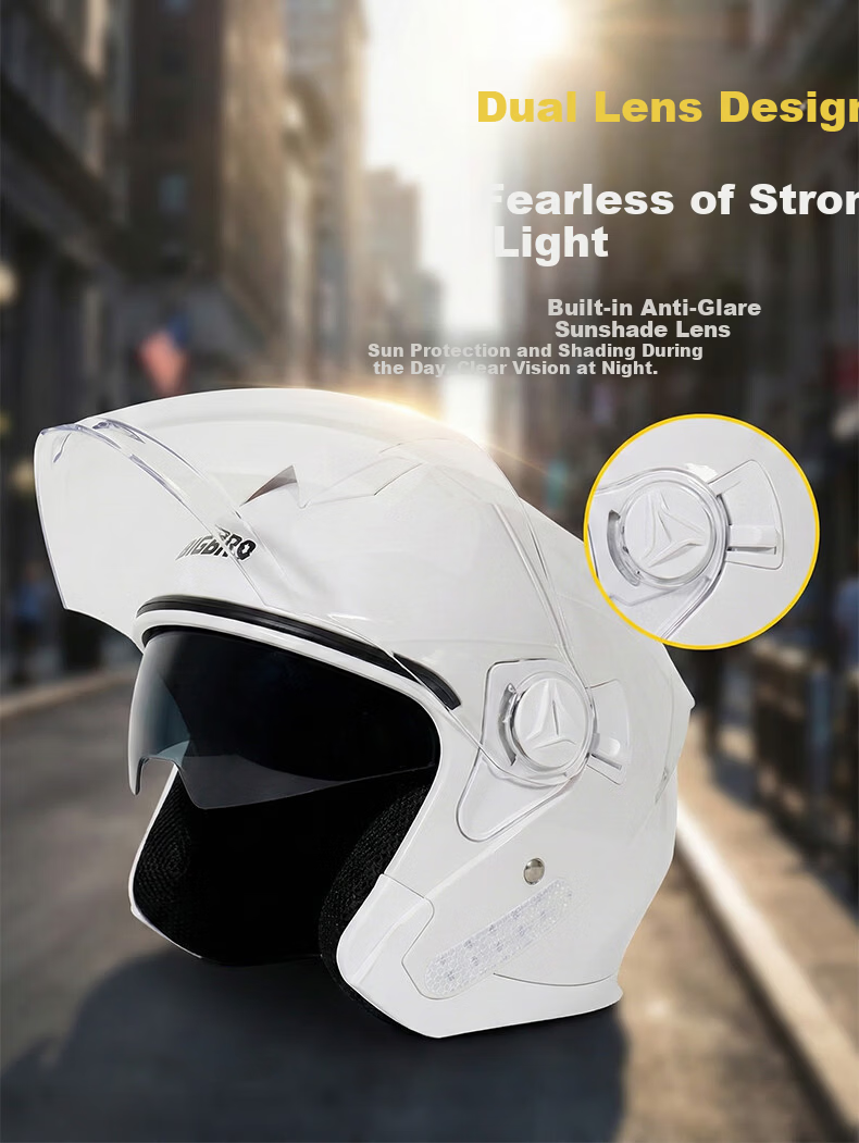BIGBRO KY168 New National Standard 3C Dual-Lens Electric Motorcycle Helmet Summer Sunshade Unisex Electric Scooter Four-Season Universal Half Helmet Floral White One Size 4