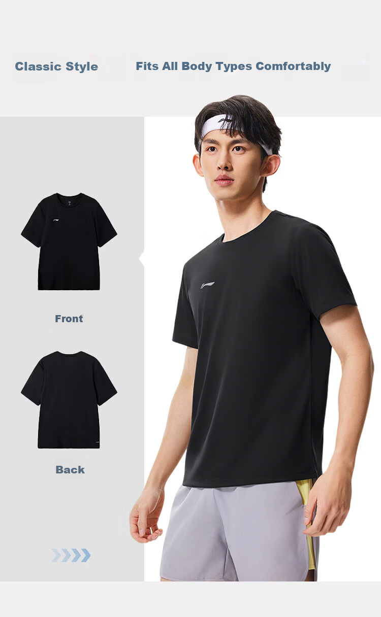 LI-NING Men's Summer Lightweight Breathable Fashion Casual Short Sleeve Sports T-Shirt Comfortable Tee Top 6