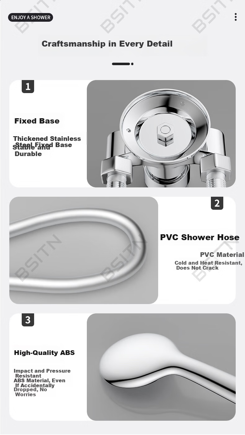 BSITN Simple Surface-Mounted Shower Set Small Apartment Copper Mixing Valve Shower Head Hose Bracket Complete Set Without Top Spray H024 16