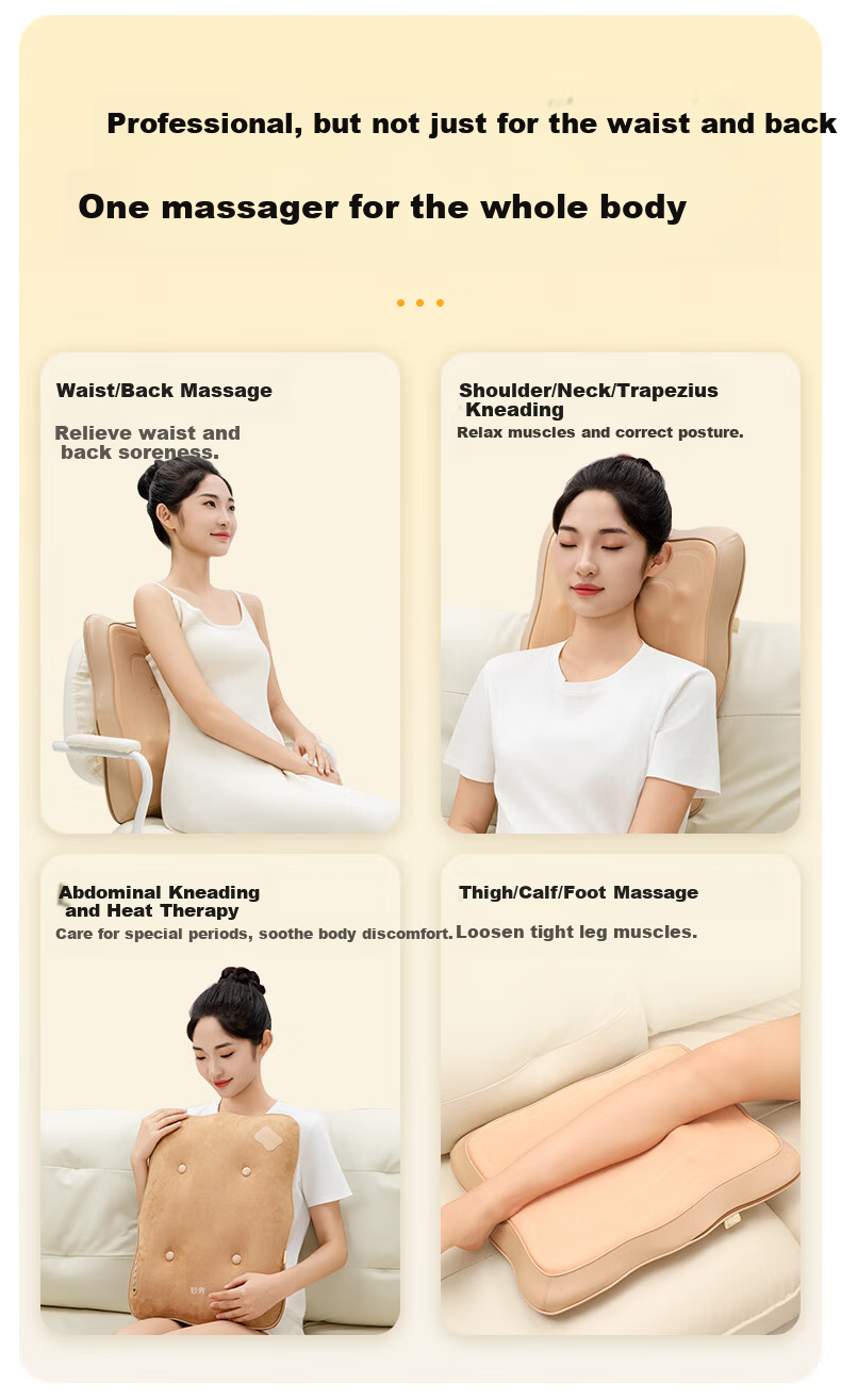 Miaojie MX08 Waist Massager Walking Style Back Massager Kneading Heat Office Lumbar Cushion Lumbar Support for Lumbar Muscle Strain Gift for Parents Mother's Day Birthday Men and Women Gold 14