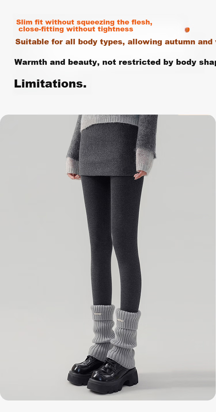 Miiow Women's Thermal Pants Polyester-Free Vertical Stripe Acrylic High-Waist Thermal Leggings Autumn Winter New 8