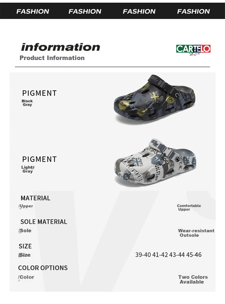 CARTELO Men's Summer 2026 Breathable Outdoor Casual Soft Sole Beach Sandals Clogs 2