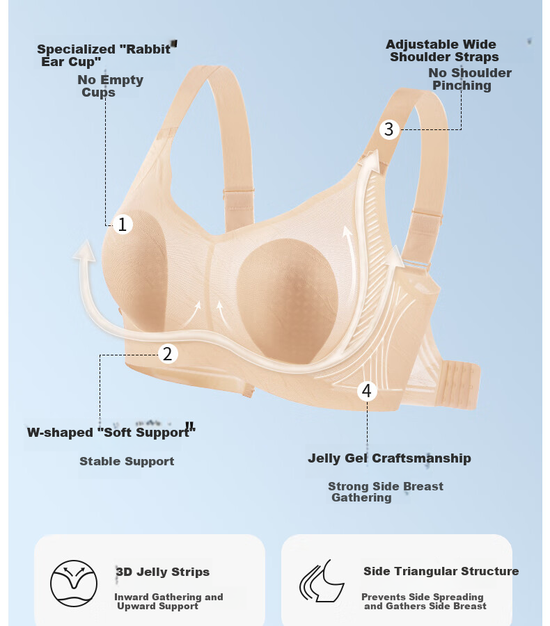 GRACEWELL Camellia Foundation Liquid Women's Summer Thin Seamless Lifting Soft Support Cooling Rabbit Ear Cup Bra Black 5