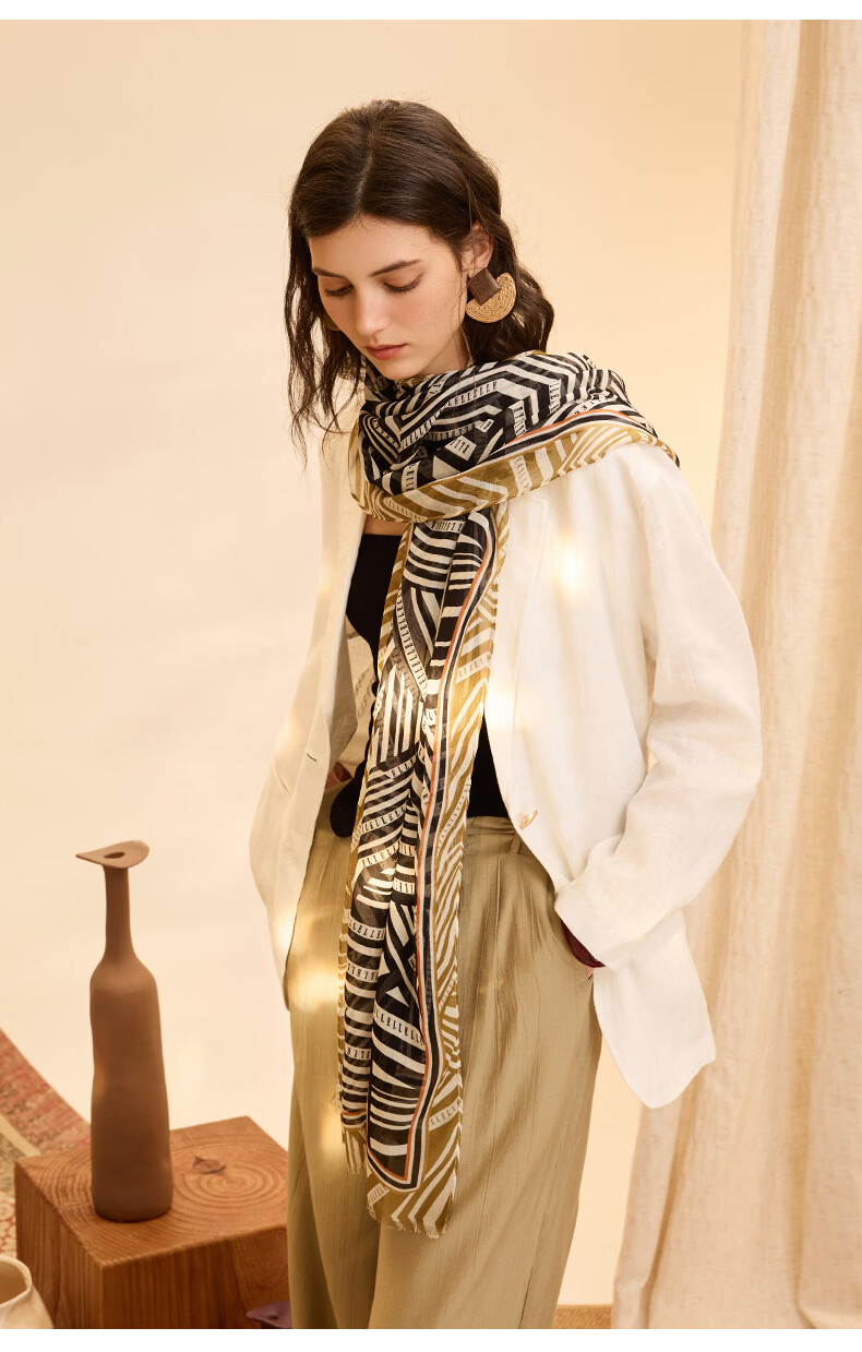 ELLE Modal Vintage French Elegant Silk Scarf Women's Spring Summer Shawl Gift for Mom Wrap 21