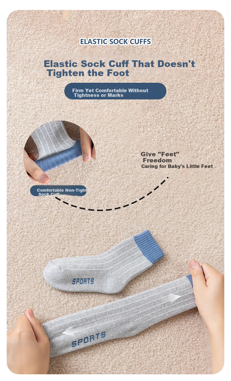 Miiow 5 Pairs Kids Socks Boys Autumn Winter Thickened Fleece Mid-Calf Cotton Terry Warm Socks for Older Children and Teens 7