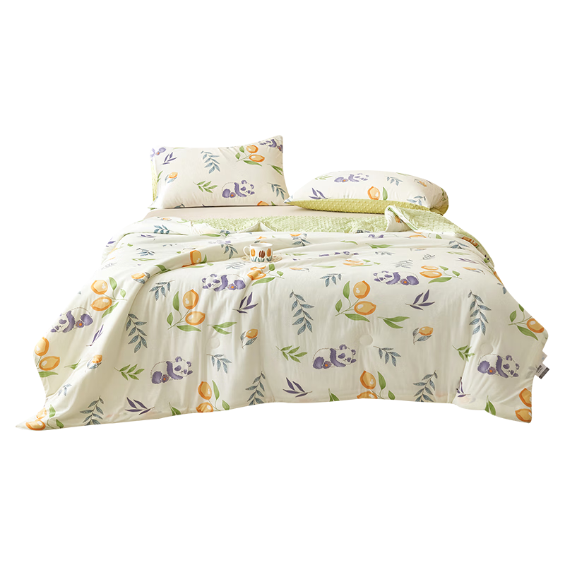 Grace Class A Dot Cooling Silk Summer Quilt, Cooling Value 0.21 Ice Silk Air Conditioning Quilt, Panda Pattern 2*2.3m