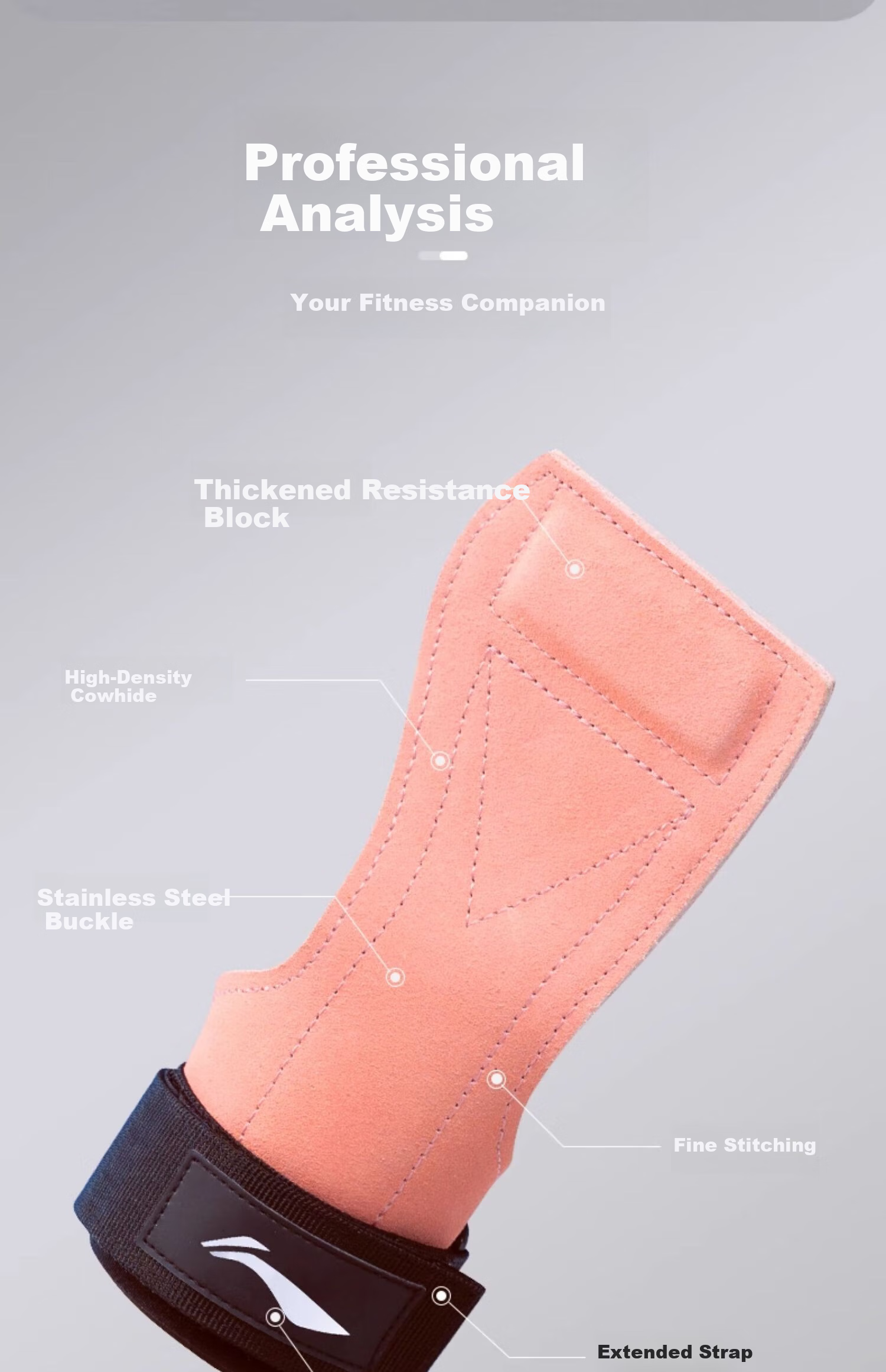 LI-NING Women's Leather Fitness Gloves with Pull-Up Grip, Men's Palm and Wrist Support Strap for Deadlift and Pull-Up Assistance 3
