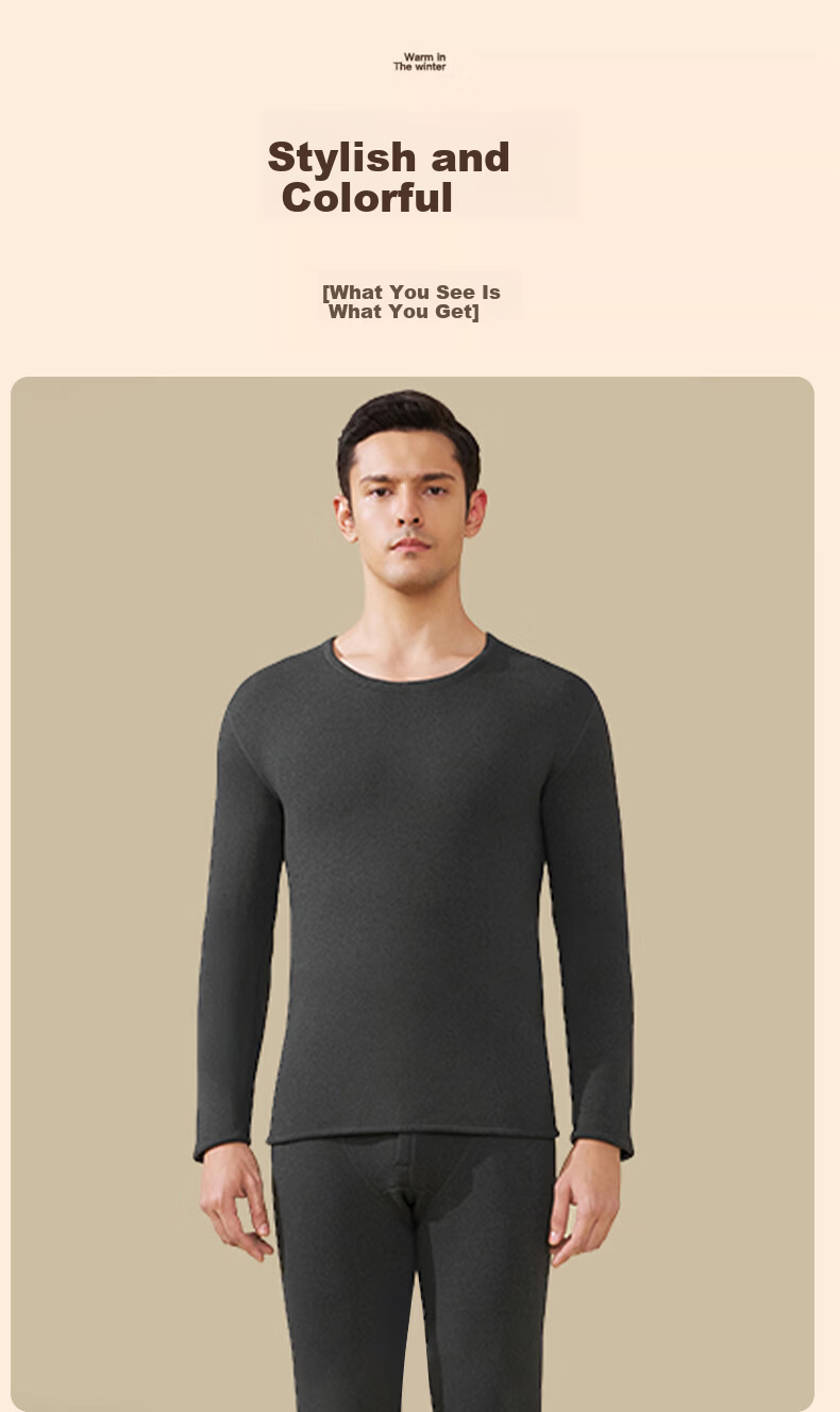 LangSha Men's Thermal Underwear Set Autumn Winter 26 New Thickened Fleece 7A Antibacterial German Velvet Heating Top and Bottom 13