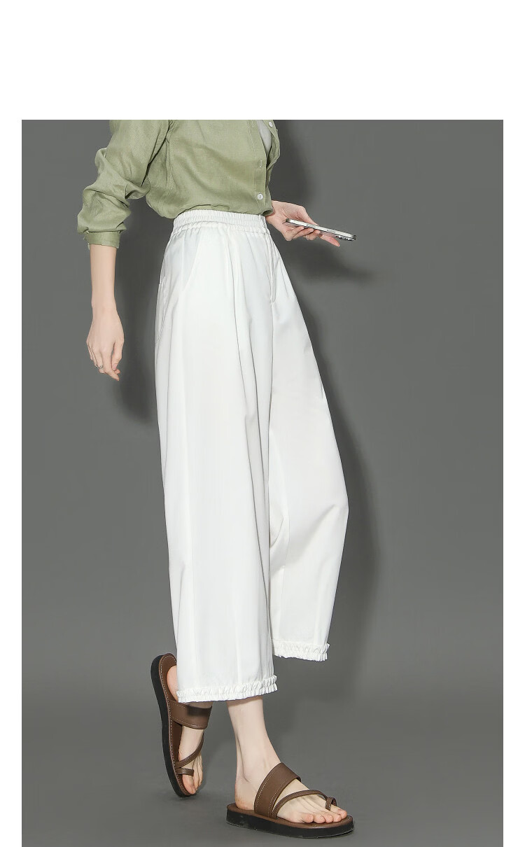 Demana Stylish Non-Sagging Summer Eight-Point Pants Women's Artistic Elastic Waist Lace Loose Slim Casual Trousers Premium Feel 10