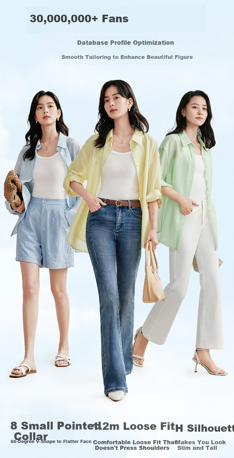 Inman Lyocell Tencel Women's Lightweight Shirt 2026 Summer New Blouse Top Light Gray Blue XL 8