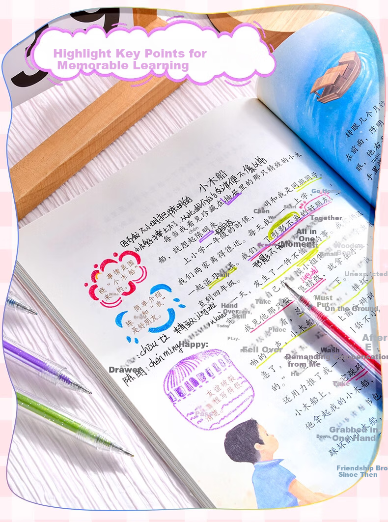 Mingyu Glitter Gel Pen Fluorescent Highlighter Colorful Shiny Highlighting Sand Pen Pearlescent Watercolor Pen Sparkling Glitter Marker Glowing Birthday Gift School Essential 12 Colors 3