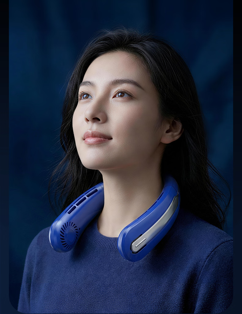 Suoying 100-Level Stepless Adjustable Neckband Fan, Bladeless Silent USB Rechargeable Air Circulation Turbo Cooling for Dorm, Bed, Office, Long Battery Life, Portable 4