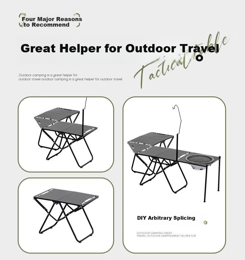 Hakkai Bird Outdoor Folding Table Portable High-End IGT Camping Shadow Tactical Multifunctional Picnic Table Quick-Open Small Tea Table 5