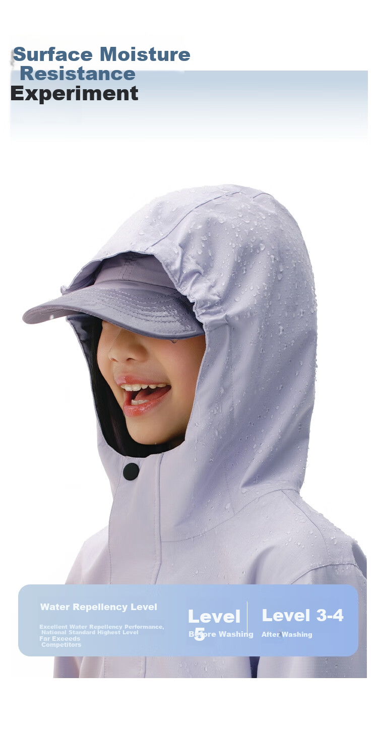 JD Jingzao Kids Fleece Lined 3-in-1 Windproof Waterproof Outdoor Jacket for Older Children Lavender Purple 140 7
