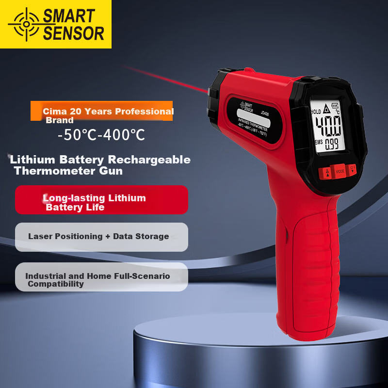 CEM JD400 Lithium Battery Infrared Thermometer Industrial High-Precision Oil and Water Temperature Gun for Kitchen Baking