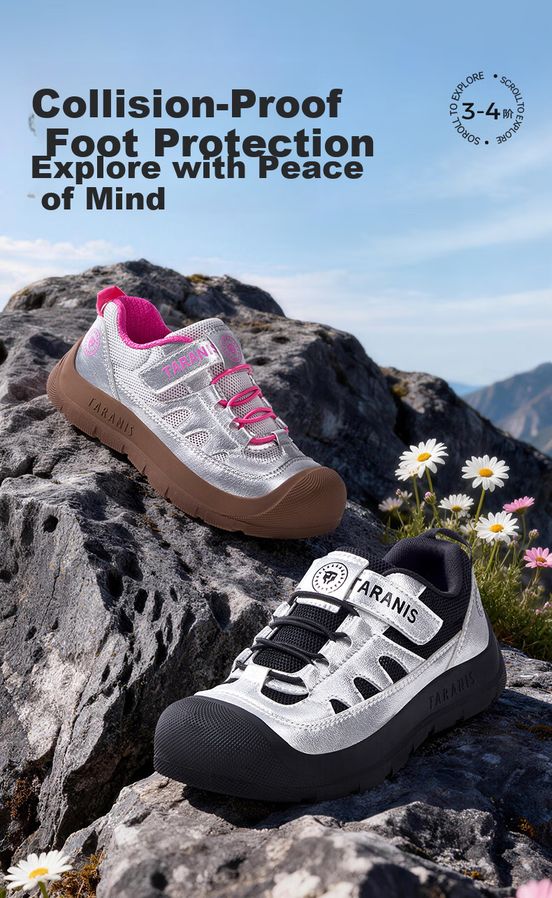 TARANIS Kids Spring Non-Slip Boys Sports Shoes Durable Girls Outdoor Hiking Shoes White/Black Size 29 2
