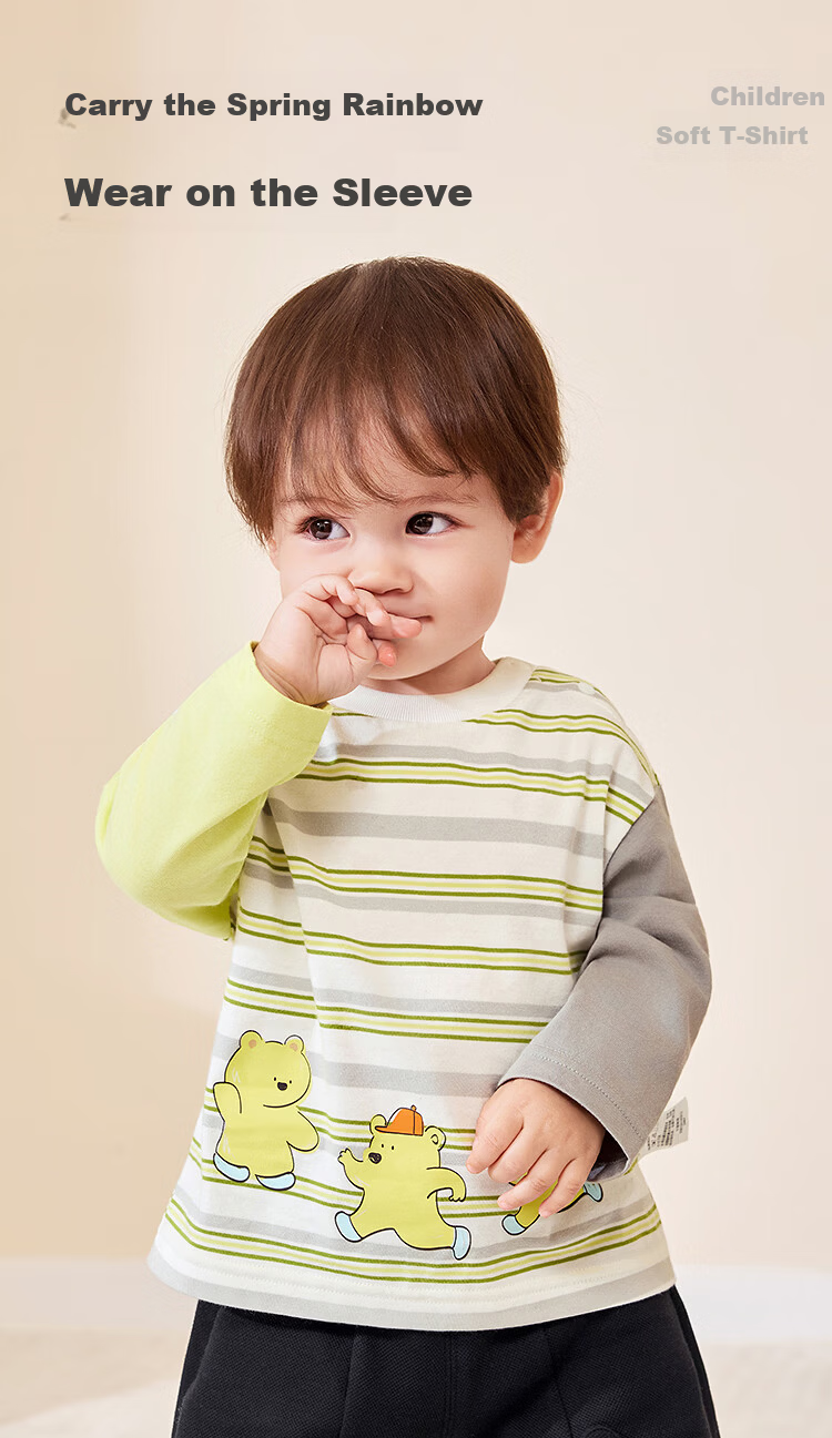 BALABALA 【balaOne】 Kids Long Sleeve T-Shirt Boys and Girls 2026 Spring Autumn Cotton Cute 1