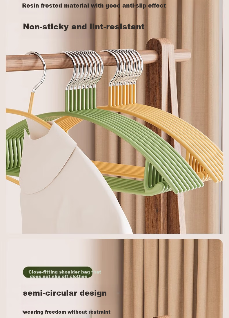 FAJIENUO Household Clothes Hangers Thickened Extra Large Dormitory Storage Non-Slip Protective Green 10-Pack 3