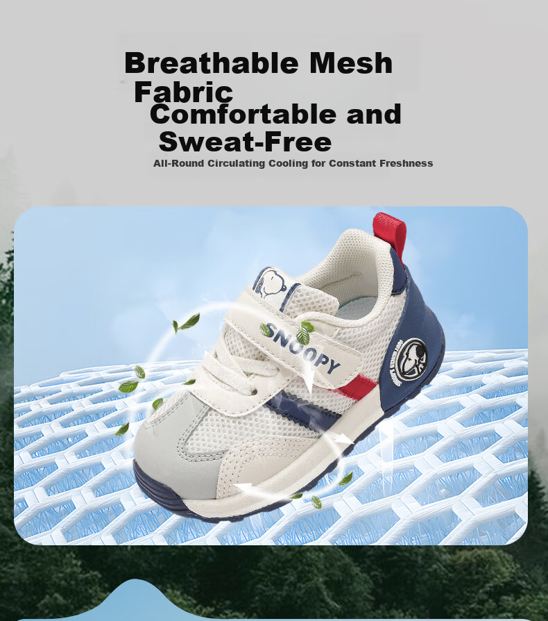SNOOPY Kids Soft Sole Sports Shoes Baby Shoes Girls Versatile Trainer Boys Casual Shoes 0077 Gray/Blue Size 28 6