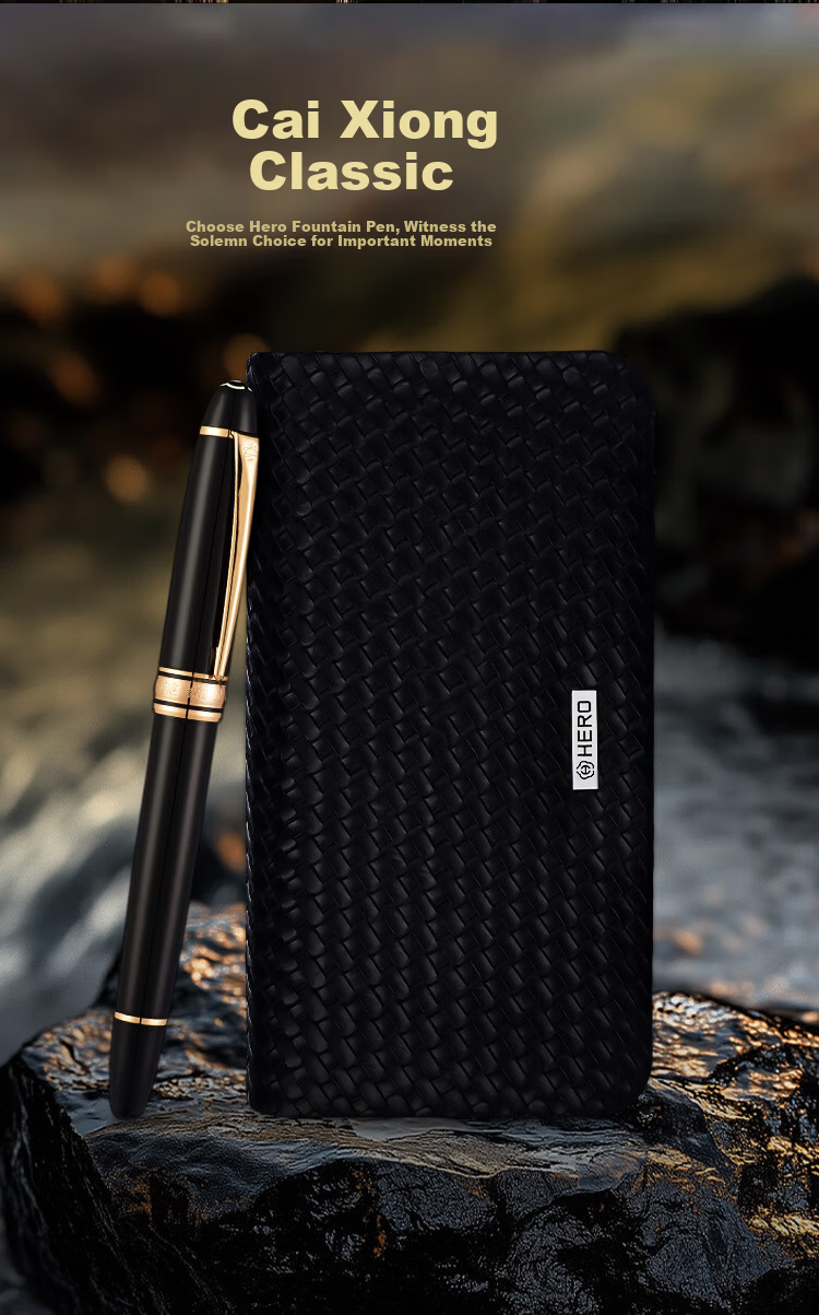 HERO Premium Luxury 14K Fountain Pen Gift Box Signature Pen High-End Business Gift Birthday Present Classic 100/Black Silver Clip 9