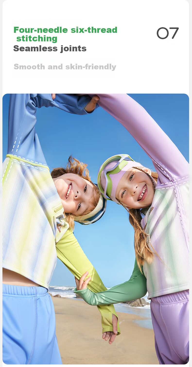Kocotree Children's Swimwear Original Yarn Sun Protection Swimsuit, Boys' Two-Piece Girls' Long-Sleeve Baby Swimwear Three-Piece Set 24