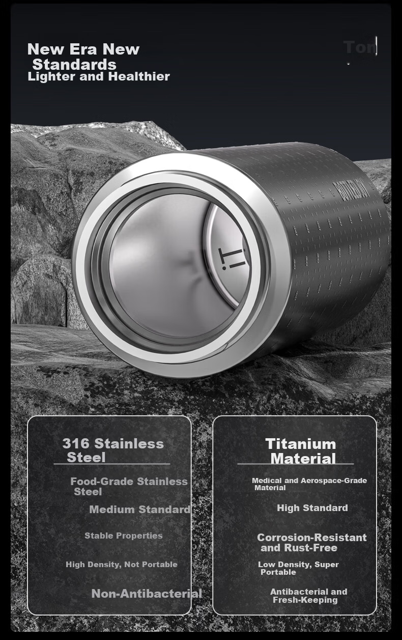 Dundun Bottled Joy Pure Titanium Insulated Mug for Office, Business, Outdoor Camping, Birthday Gift Water Cup 3