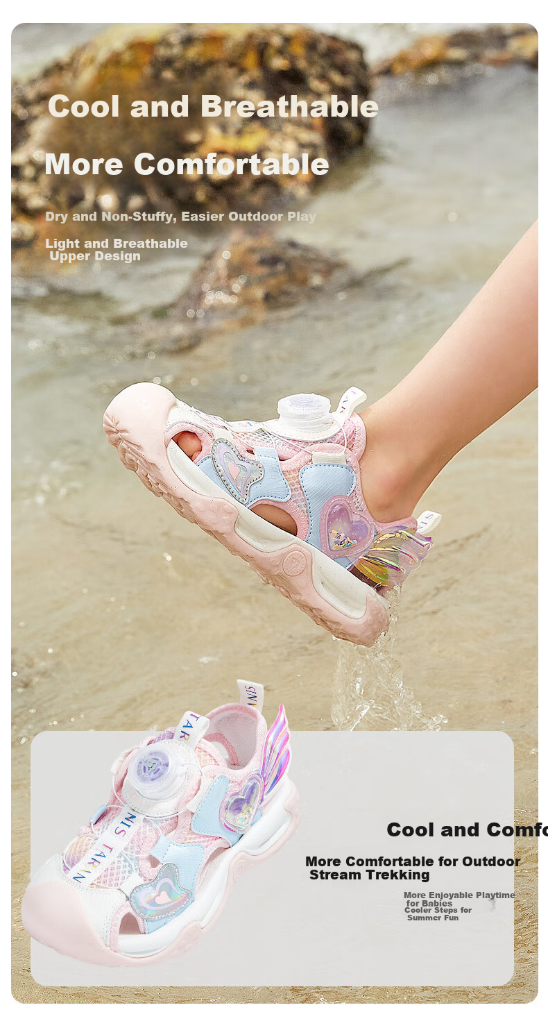 Tailannis Children's Summer Sandals Girls Non-slip Anti-collision Princess Breathable Sports Creek Shoes Pink/Blue Size 29 3
