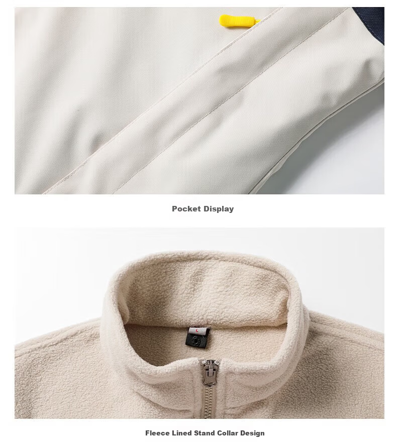 Jeanswest Outdoor Sports Waterproof Casual 3-in-1 Men's Jacket Autumn Winter Off-White 2XL 9
