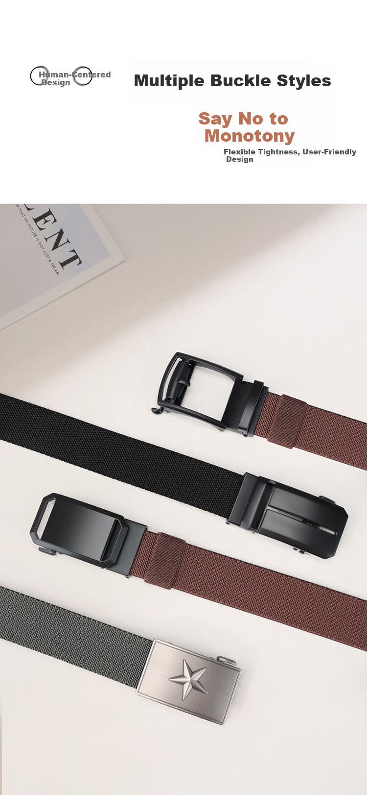 Biyoumei Men's Belt Hollow T-Shaped Buckle Automatic Elastic Belt Business Casual Birthday Gift Leather Belt 5