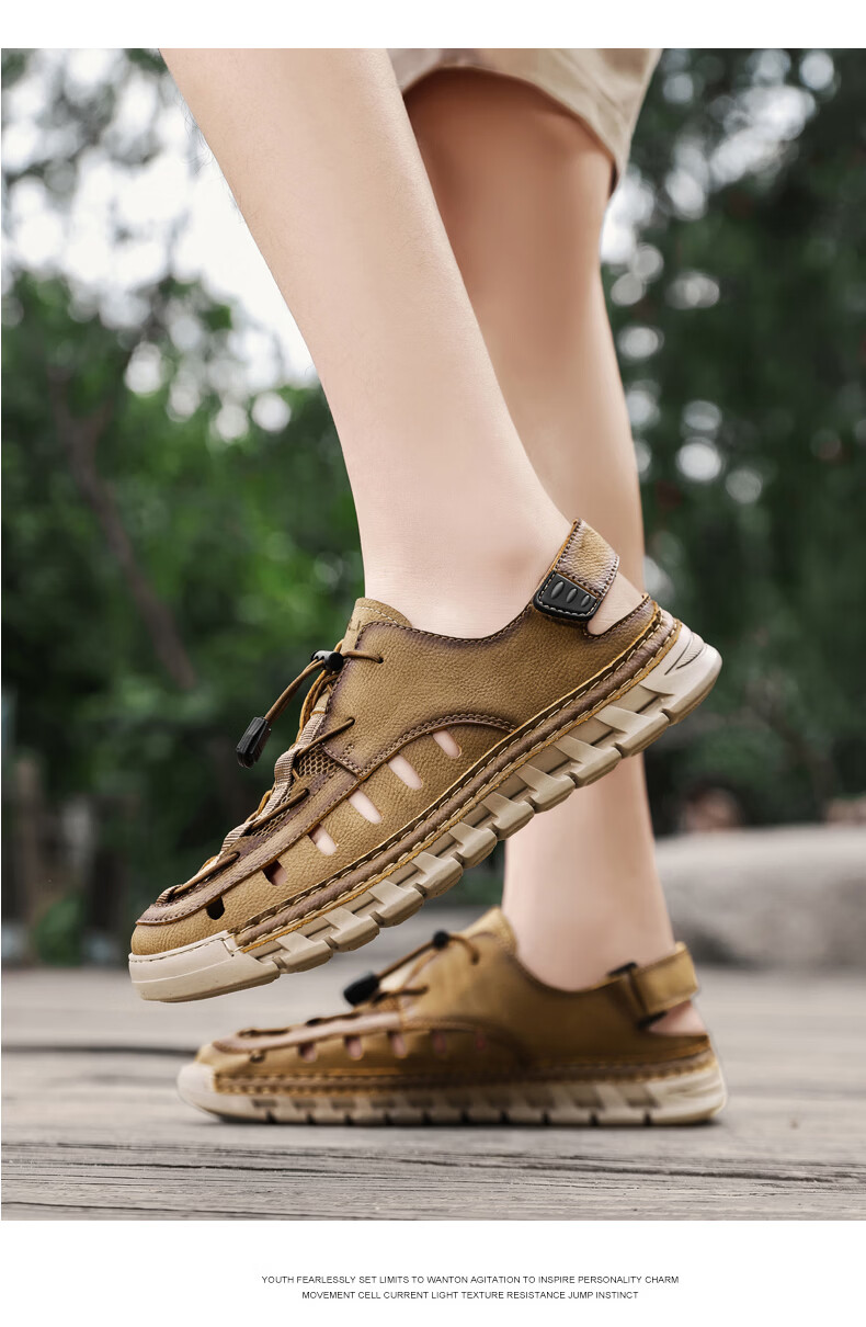 MULINSEN Mulinsen Men’s Outdoor Hiking Sandals Beach Slip-On Hollow Breathable Shoes 26803 13