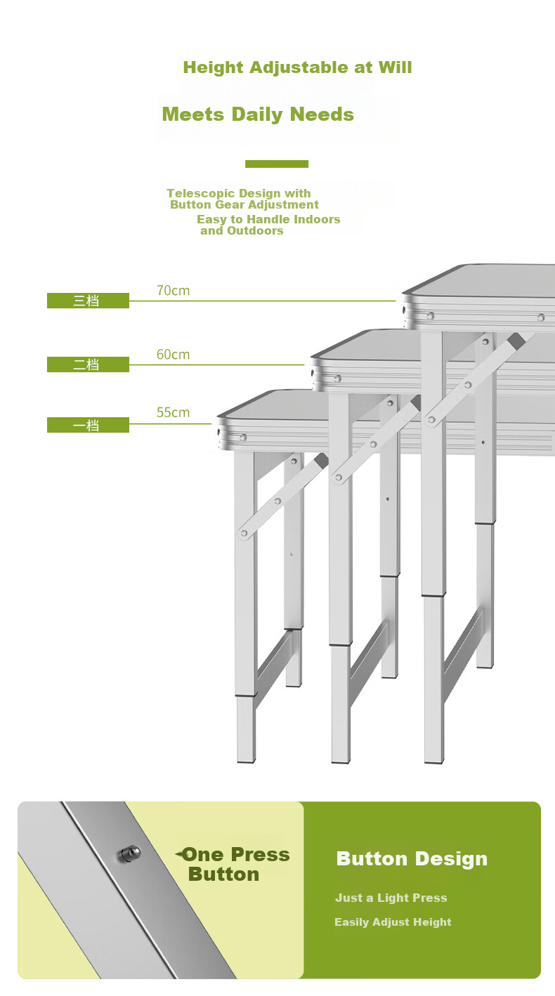 DU PONT Outdoor Folding Table Portable Long Promotional Table Aluminum Alloy Simple Camping Picnic Table and Chair 6