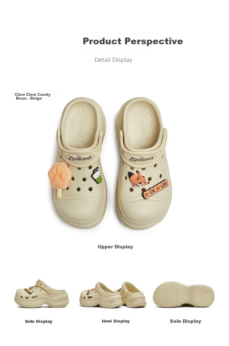 Tianmeiyi Zootopia Collaboration Jelly Bean Clog Women's Thick Sole Height Increasing Open Toe Sandals 17